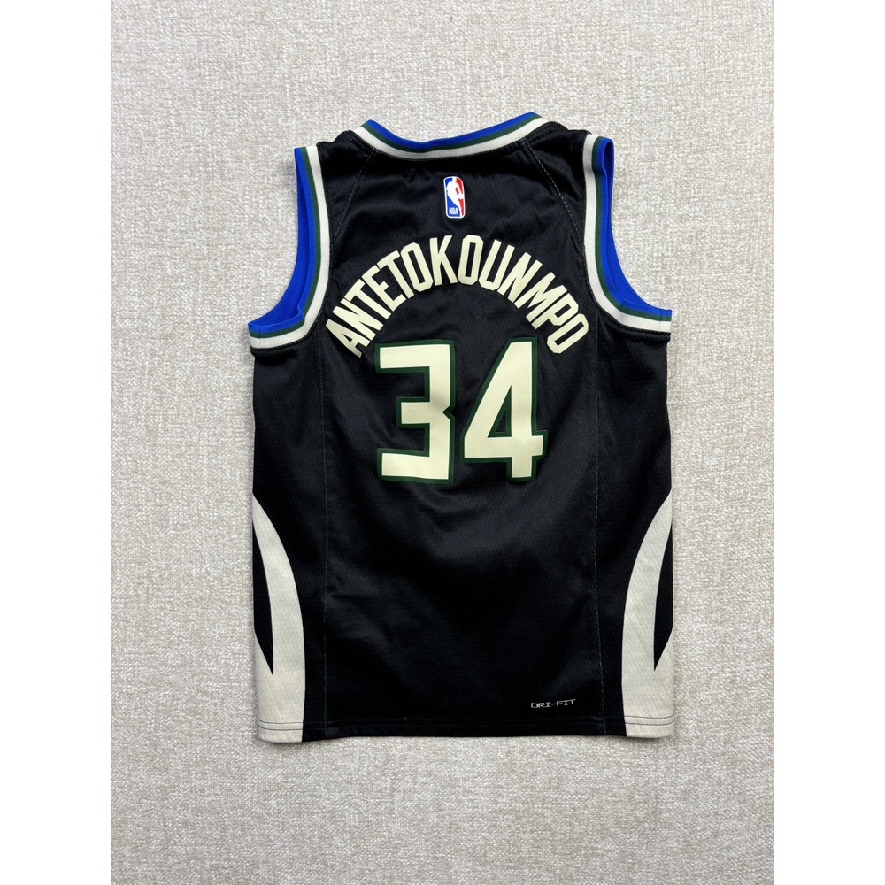 Jordan Milwaukee Bucks Giannis Antetokounmpo 34 Jersey Youth Small Black - Picture 8 of 8